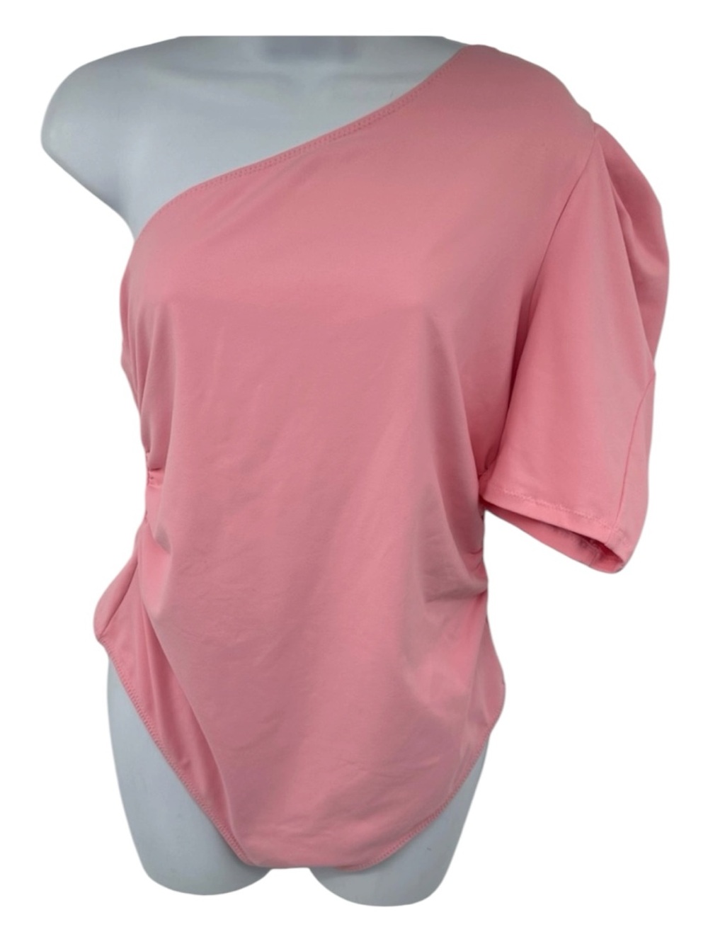 Free People Somethin Bout You Womens One Shoulder Ruched Bodysuit Pink Large NWT